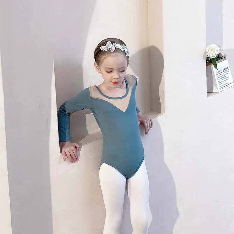 Ragazze Ballet Top Wear body in cotone a maniche lunghe principessa ginnastica cinese Slim Yoga Costume autunno inverno pattinaggio body