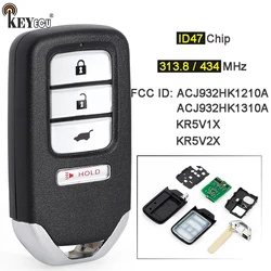 KEYECU 313.8/ 433.92MHz ID47 KR5V1X KR5V2X ACJ932HK1210A / 1310A Smart Remote  Key Fob for Honda HR-V FIT CR-V CR-Z 2015-2020