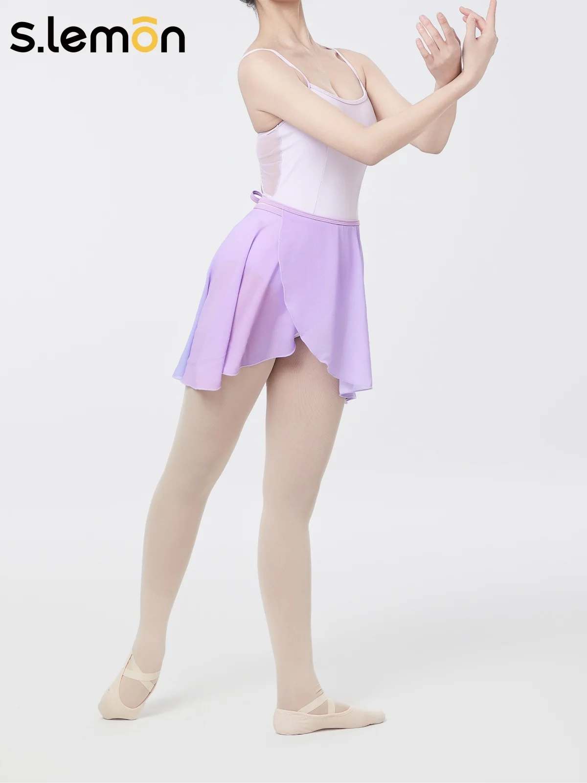 

S.lemon Women Ballet Tulle Skirt Chiffon Gradient -One-Piece Wrap Half Dancewear for Adult Practice