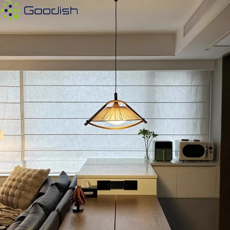 

Retro Wabi Sabi Japanese Pendant Lights Fabric Wooden Chandelier for Living Room Bedroom Restaurant Home Decor Handmade Lamps