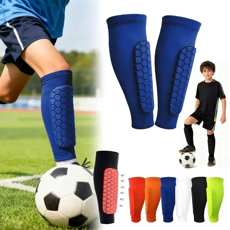 S-XL Fußball Schienbeinschoner mit Wabenpolsterung für Jungen, Jugendliche und Erwachsene, Wadenkompressionsmanschette zur Unterstützung bei Schienbeinschmerzen