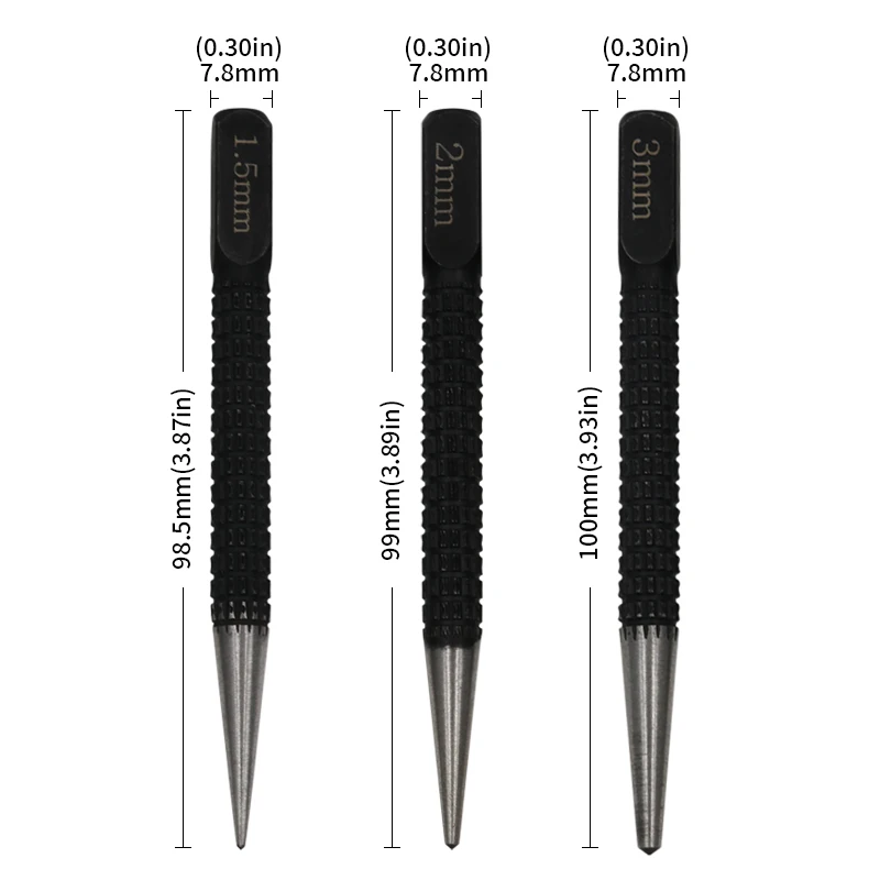 Universal Drilling Tool for Woodworking, Metal Drill, High Carbon Steel, Center Punch, Loading Positioner, Wood Marking, 1.5mm, 2.0mm, 3.0mm