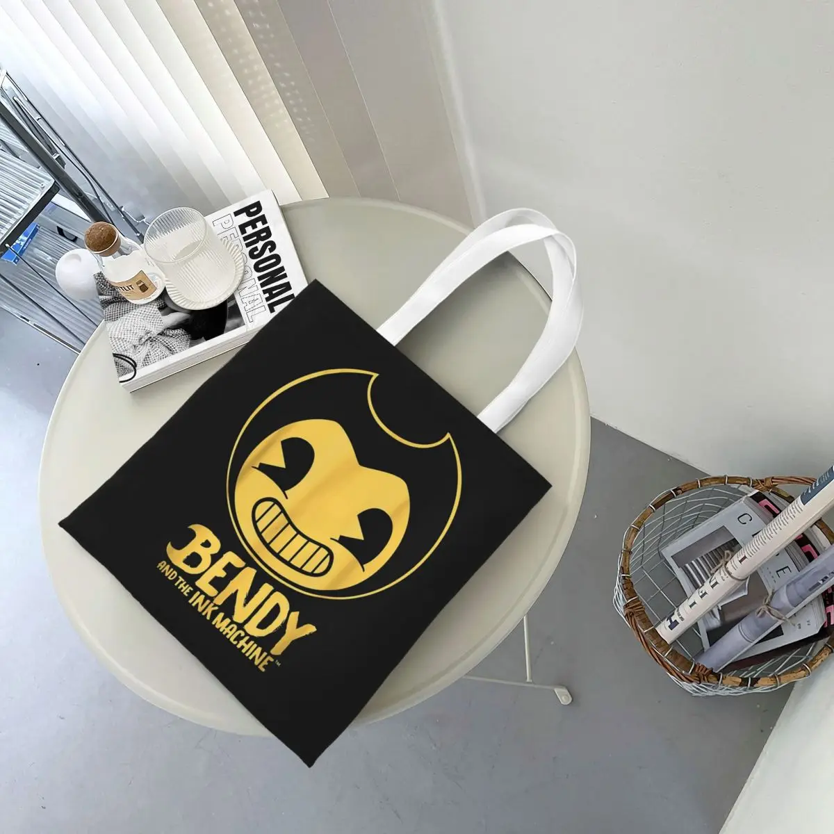Bendy-Ink-Machine Shopping Bags Canvas The Tote Bag Folding for Ladies Shoulder Tote Travel Handbag