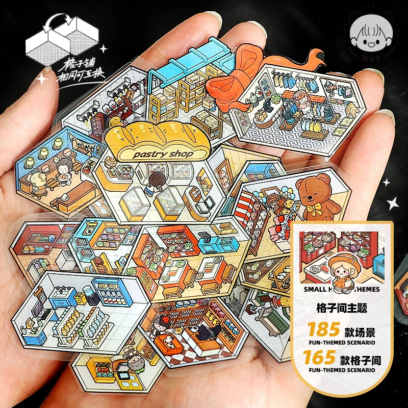 ملصقات مشهد المناظر الطبيعية مقاس كبير، منازل كرتونية مصغرة، ألعاب تعليمية للأطفال، ملصقات إبداعية مزخرفة #2