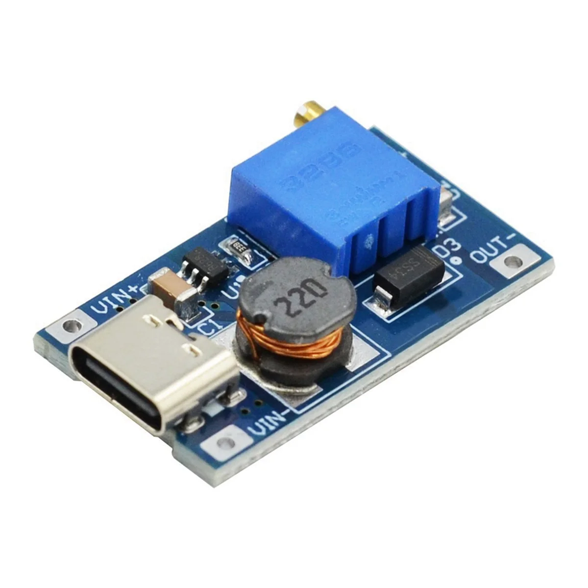 5Pcs 2A DC-DC MT3608 Step Up Boost Module with TYPE-C-USB, Step Up Boost Converter Power Supply Voltage Regulator