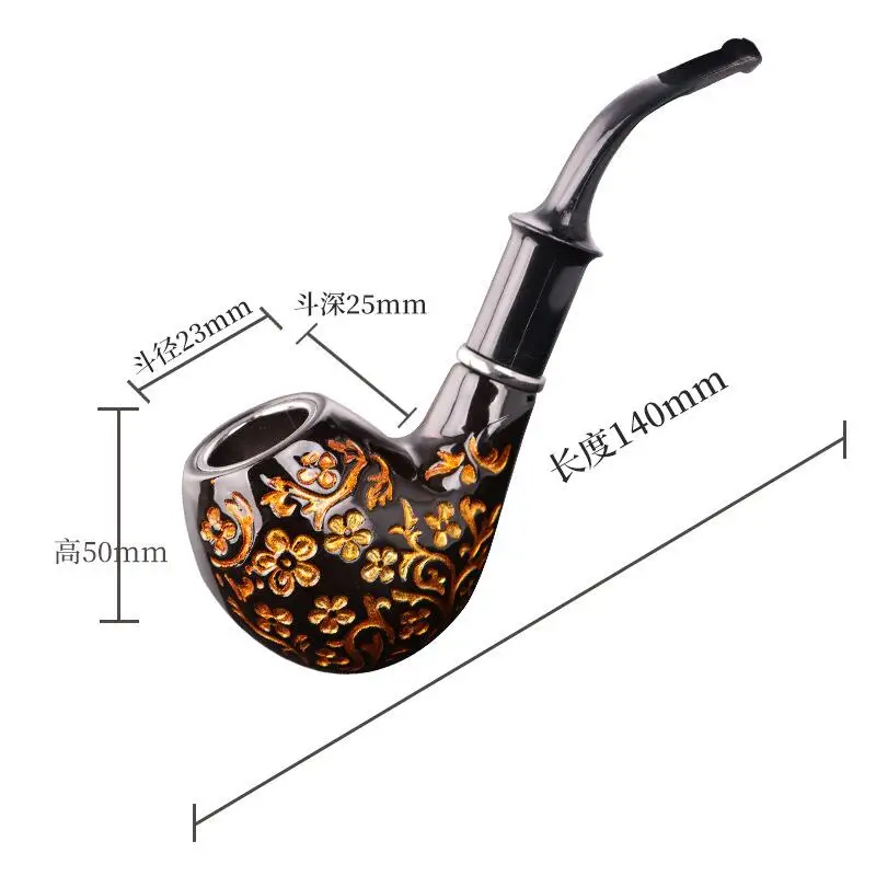 Detachable Durable Vintage Resin Imitation Solid wood Carved Pipe Smoking Tobacco Filter pipe Cigarette Pipes Gift