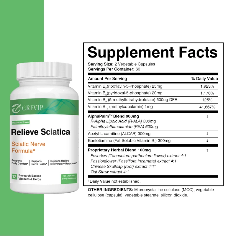 Sciatic Nerve Health Support - with R-Alpha Lipoic Acid, Vitamin B Complex - Nervous System and Joint Support