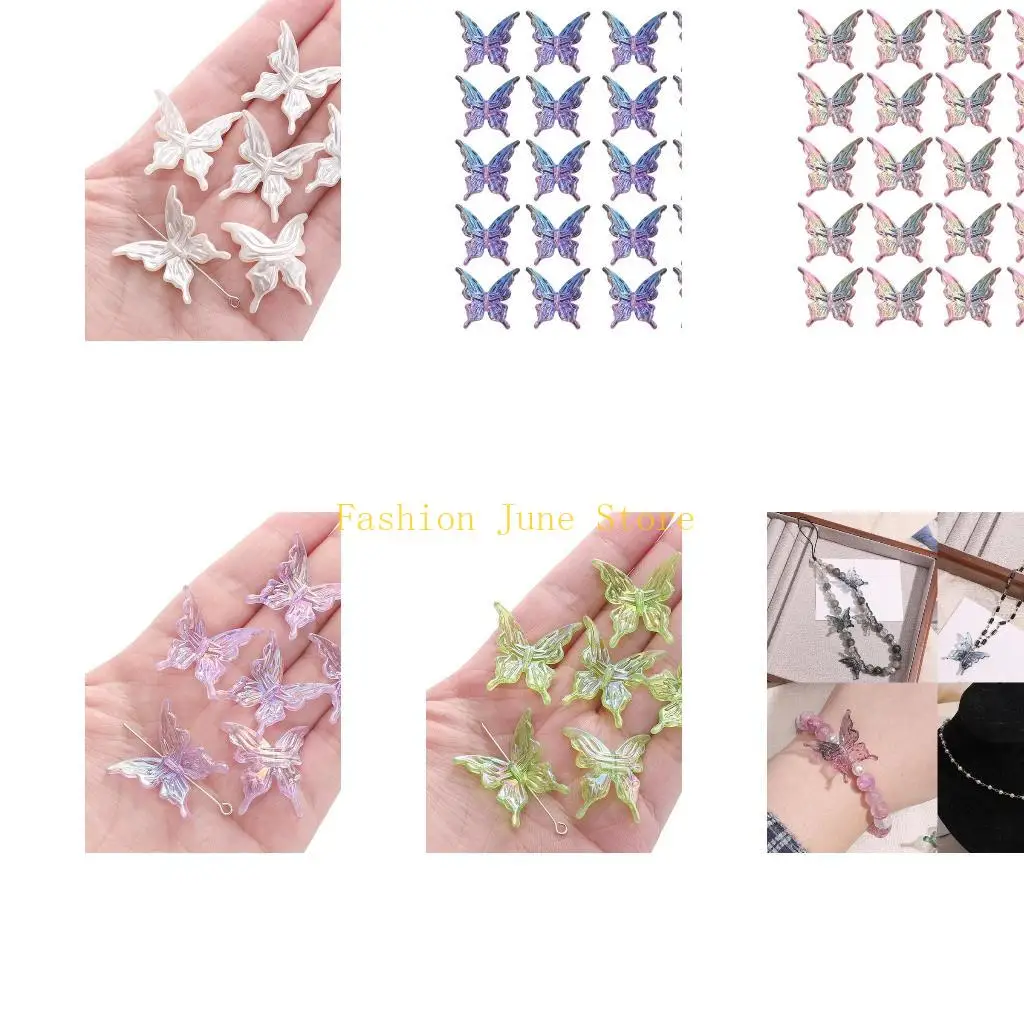 

N5KA 20 Pieces Decorative Butterfly Beads for Handmade Jewelry and Art Projects