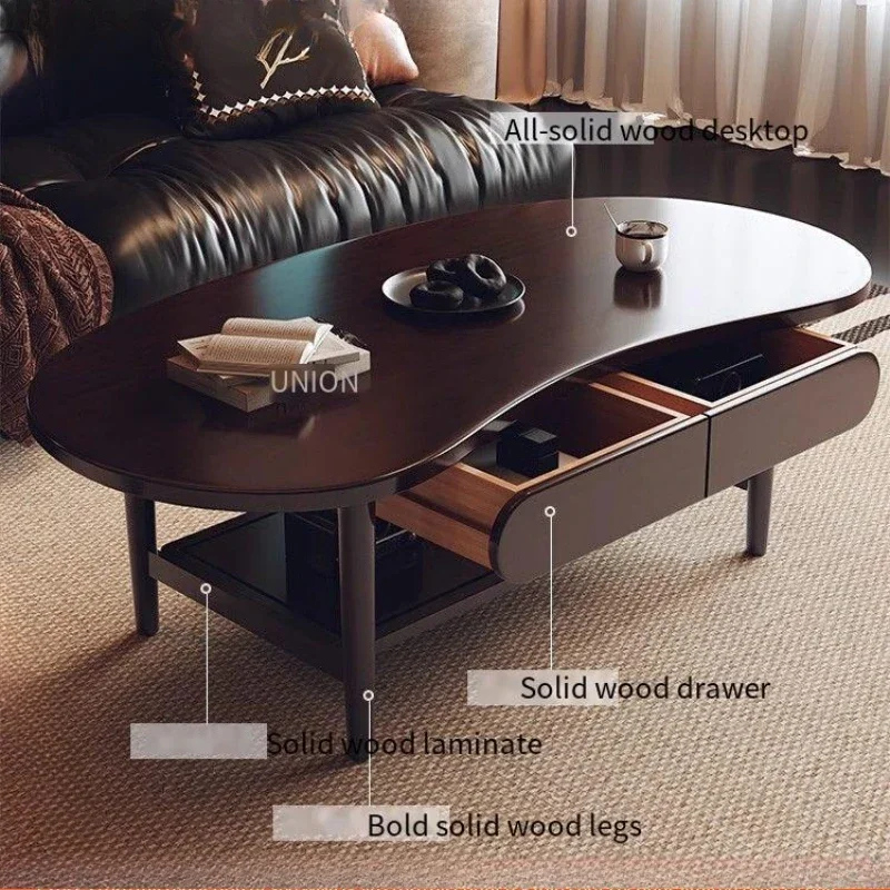 Wood Luxury Coffee Table Aesthetic Storage Nordic Living Room Side Table Design Designer Mesa De Centro Sala Furniture Home