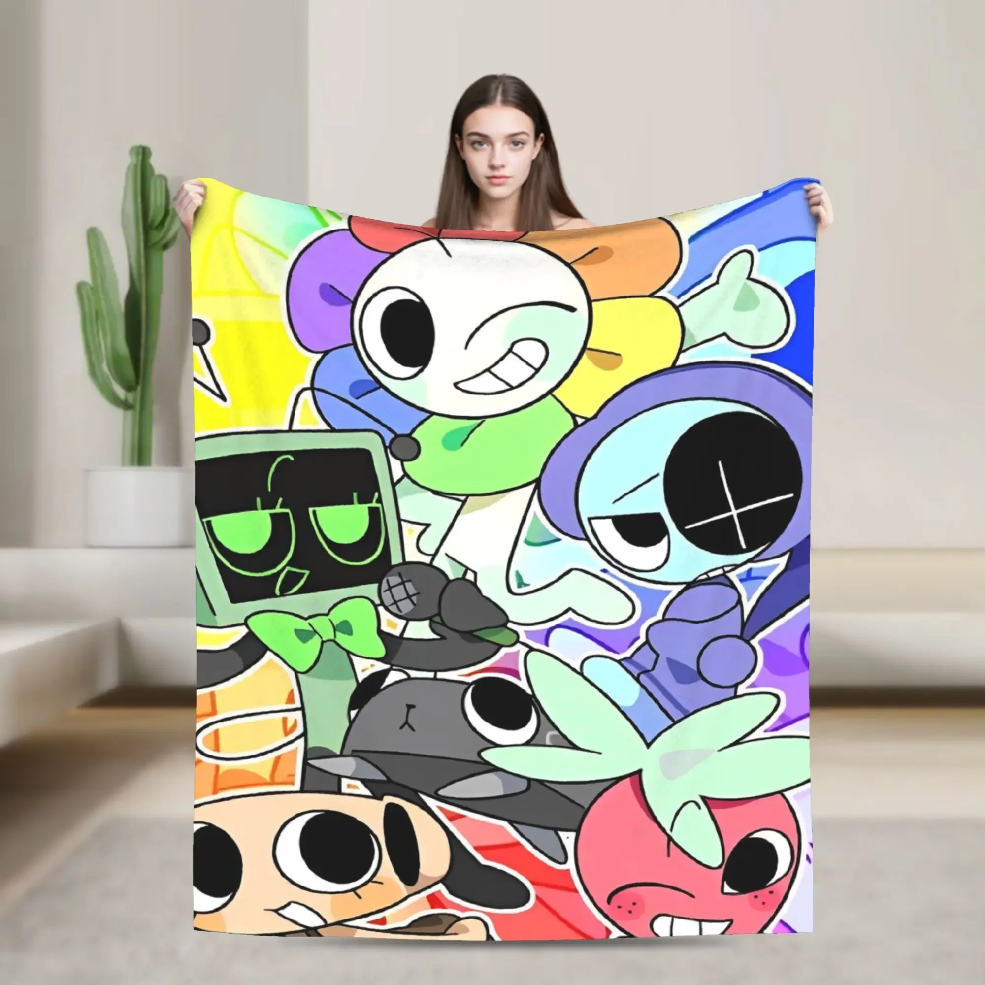 Dandys World Cartoon Wool Throw Blankets  Breathable Perfect for Chair Sofa Spring  Autumn