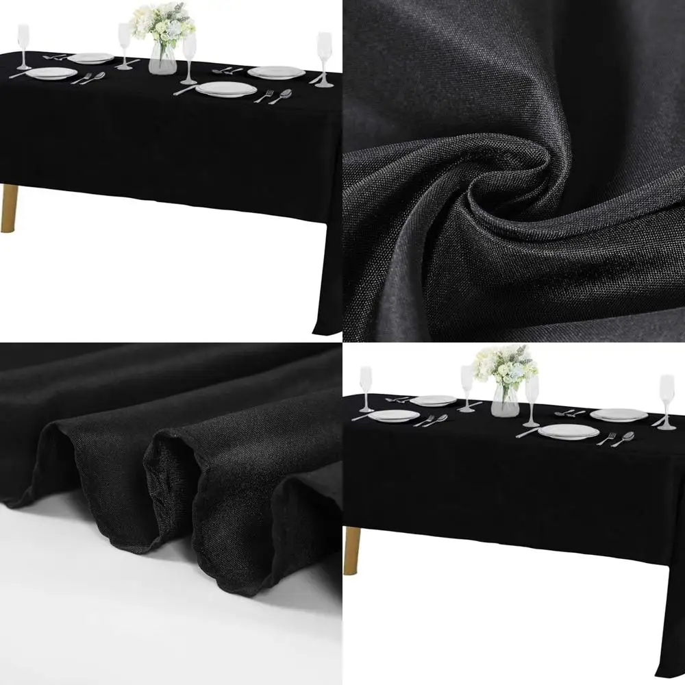 

Моющиеся прямоугольные скатерти из полиэстера 60x102 дюймов, упаковка из 6 шт., черные для свадеб и банкетов