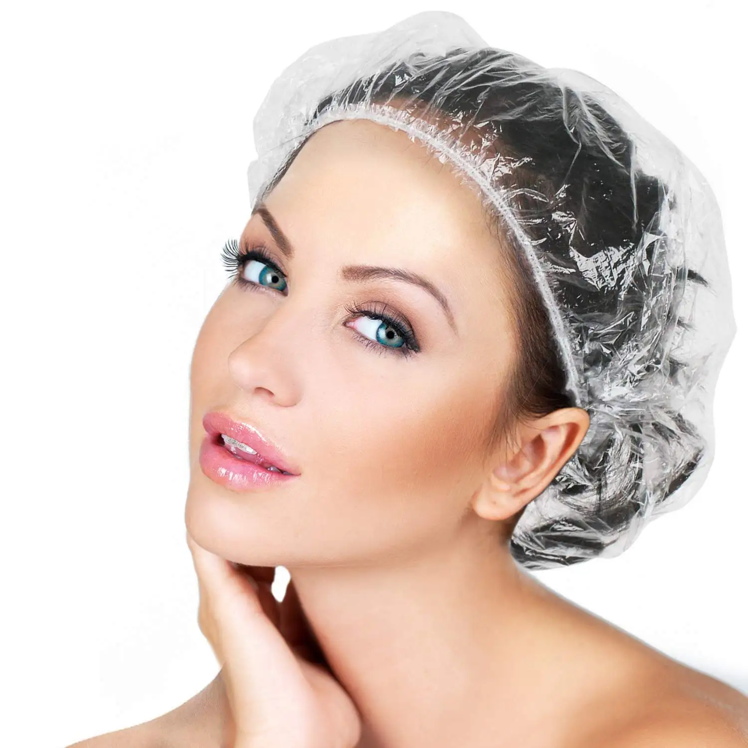 

100PCS Shower Cap Disposable - Multi-Purpose Waterproof Bath Caps Plastic Clear Hair Bath Caps for Women Men Kids,Home,Travel.