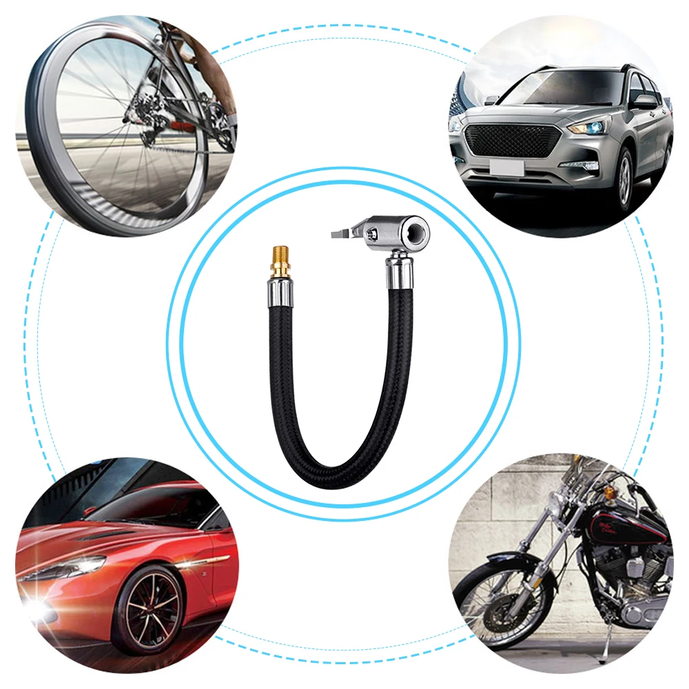 Car Tire Inflator Hose Inflatable Air Pump Extension Tube Adapter Twist Tyre Connection Locking Air Chuck for Bike Moto