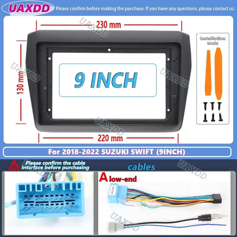 9 inch Car Radio Fascia Frame For SUZUKI Swift 2018-2022 Audio Install Dash Frame Mount Kit Panel Frame Cable player multimedia
