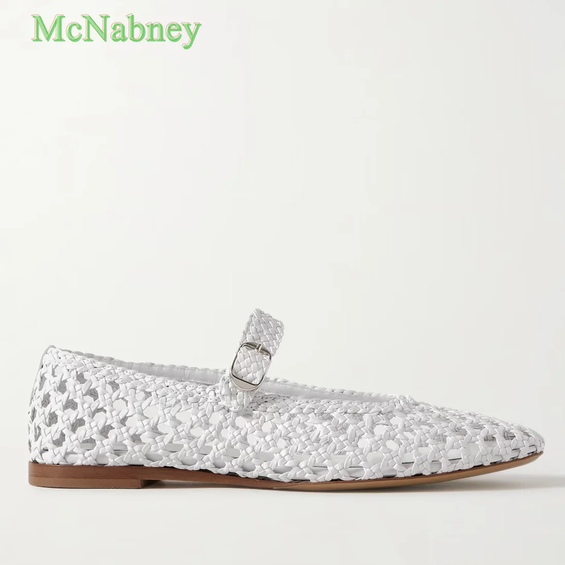 

Тканые кожаные балетки, женские сандалии с пряжкой и ремешком, однотонные летние туфли с круглым носком, летние пикантные подиумные туфли, новинка 2025 г.