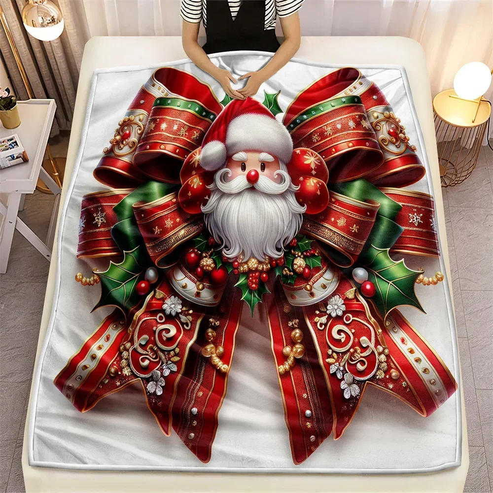 Sweet Red Bowknot Design Soft Microfiber Throw Blanket – Cozy for Bed, Sofa, Camping, Picnic & Winter Warmth Decor