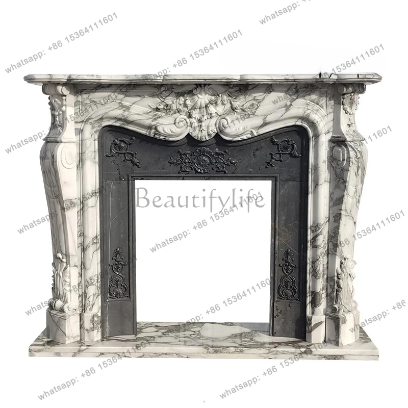 

Marble fireplace French living room stone carving large white stone mantel white fireplace decoration