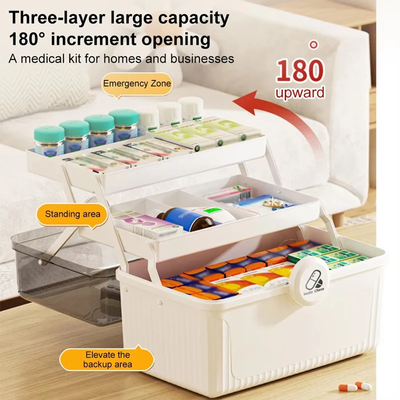 Boîte d'Évaluation de Médecine Multicouche Portable, Kit de Grande Capacité, Rangement avec Compartiments de Classification