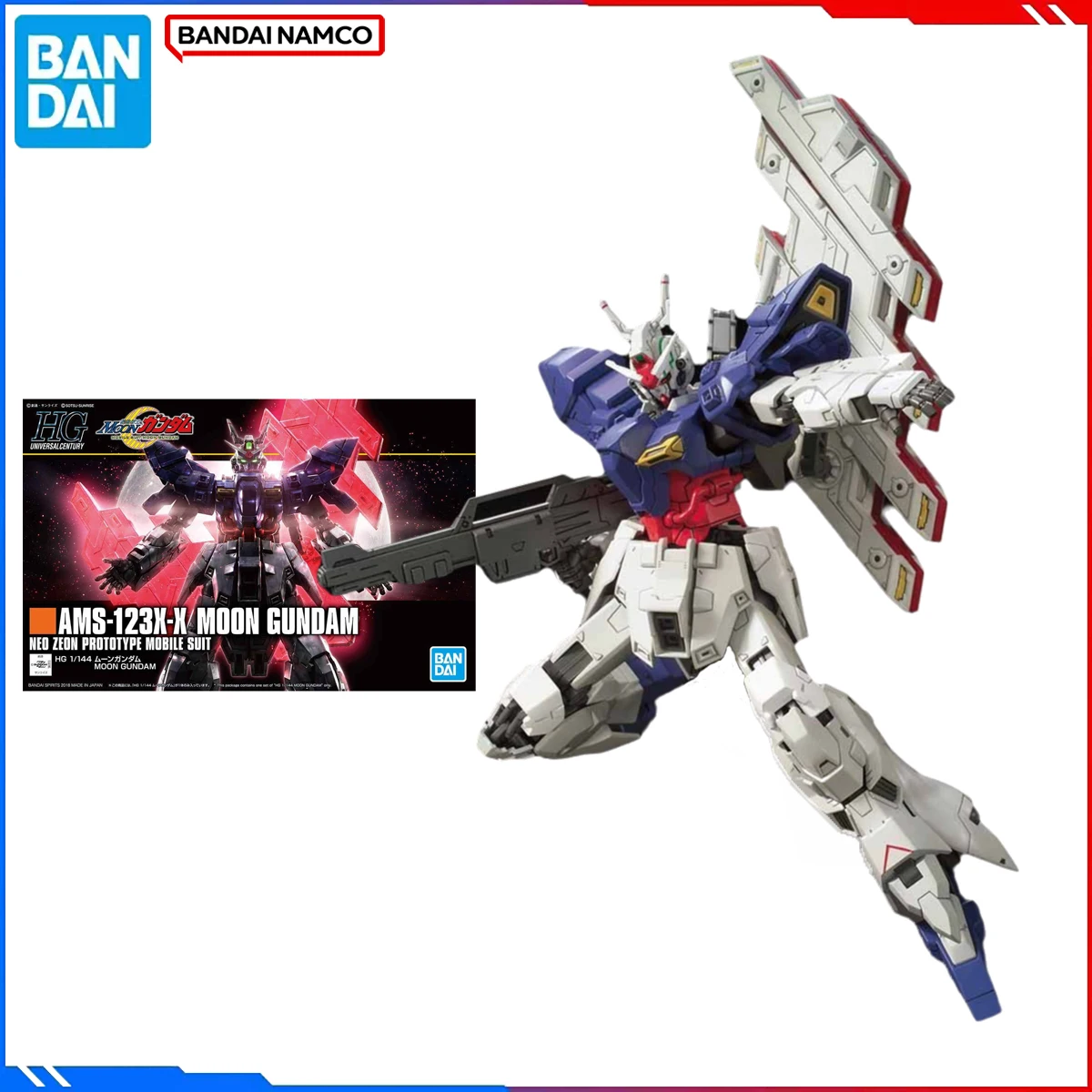 

Подлинная оригинальная фигурка Bandai Gundam, наборы моделей HGUC 1/144, аниме-фигурки AMS-123X-X Moon Gundam, экшн-модель, игрушки, подарок для детей