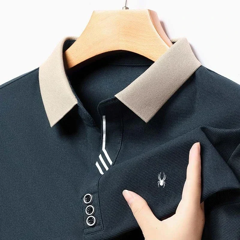 

Sleeved Wear Golf T-shirt Men's Spring and Autumn Clothing New Casual Top Solid Simple Polo Shirt Men