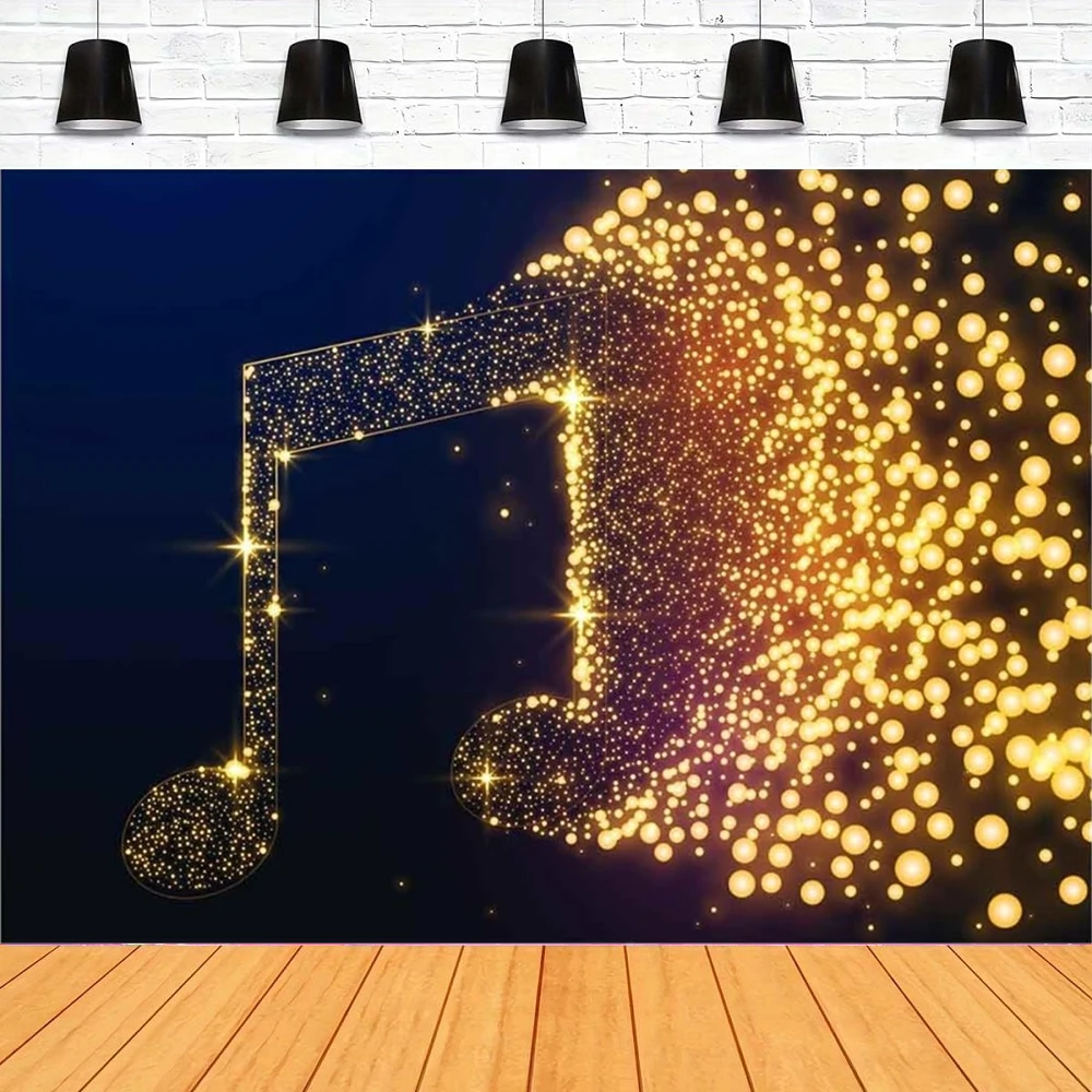 

Music Note Photography Backdrop Gold Music Symbol Polka Dots Music Show Kids Adults Birthday Party Photo Background Booth Props