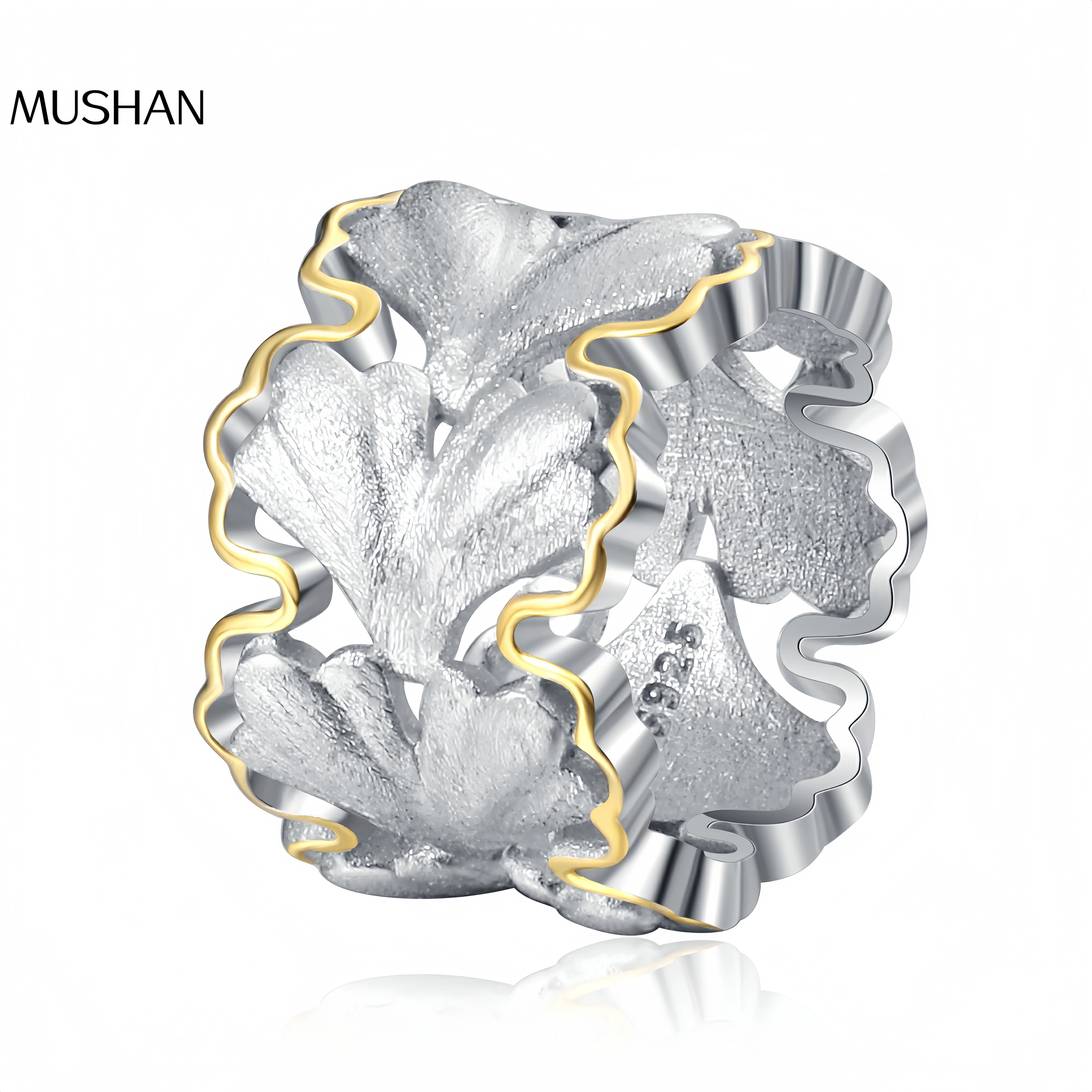 

Mushan Luxury Brand Retro S925 Sterling Silver, Italian Brushed Finish, Ginkgo Leaf Gold Pendant For Women