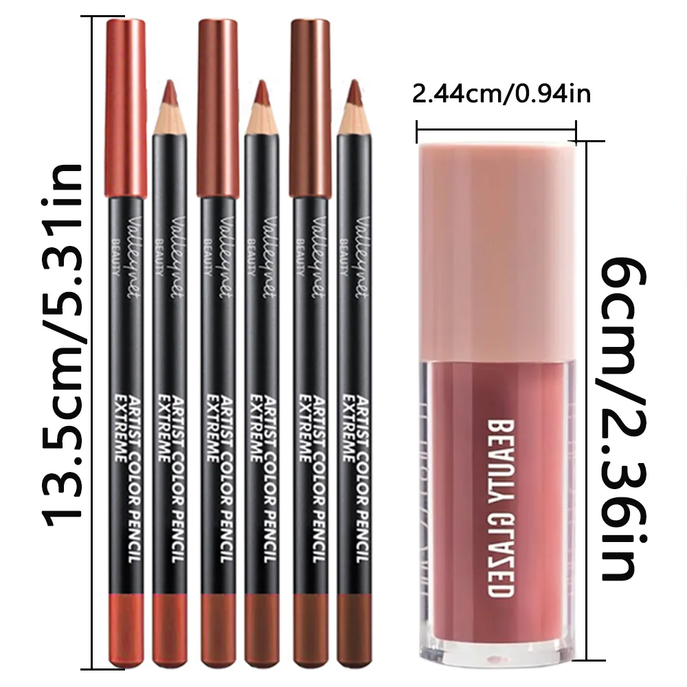 4 TEILE/SATZ Lipgloss Lippenöl Lipliner Lip Combo Set Langlebiger wasserdichter Lipliner 3D Lippen-Make-up Jeder Make-up-Stil