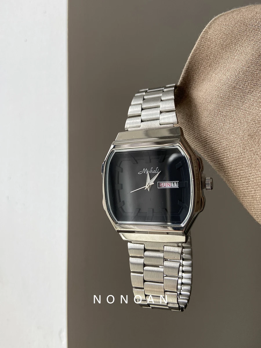 ساعة نسائية راقية موضة فاخرة راقية رمادي وردي وردي أرجواني قرص كبير ساعة مزاجية نسائية هدية نسائية