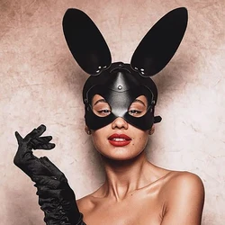 Women Sexy Mask Half Face Halloween Bunny Fancy Mask Cosplay Games BDSM Leather Mask Exotic Adult Sex Toys Punk Gothic Mask