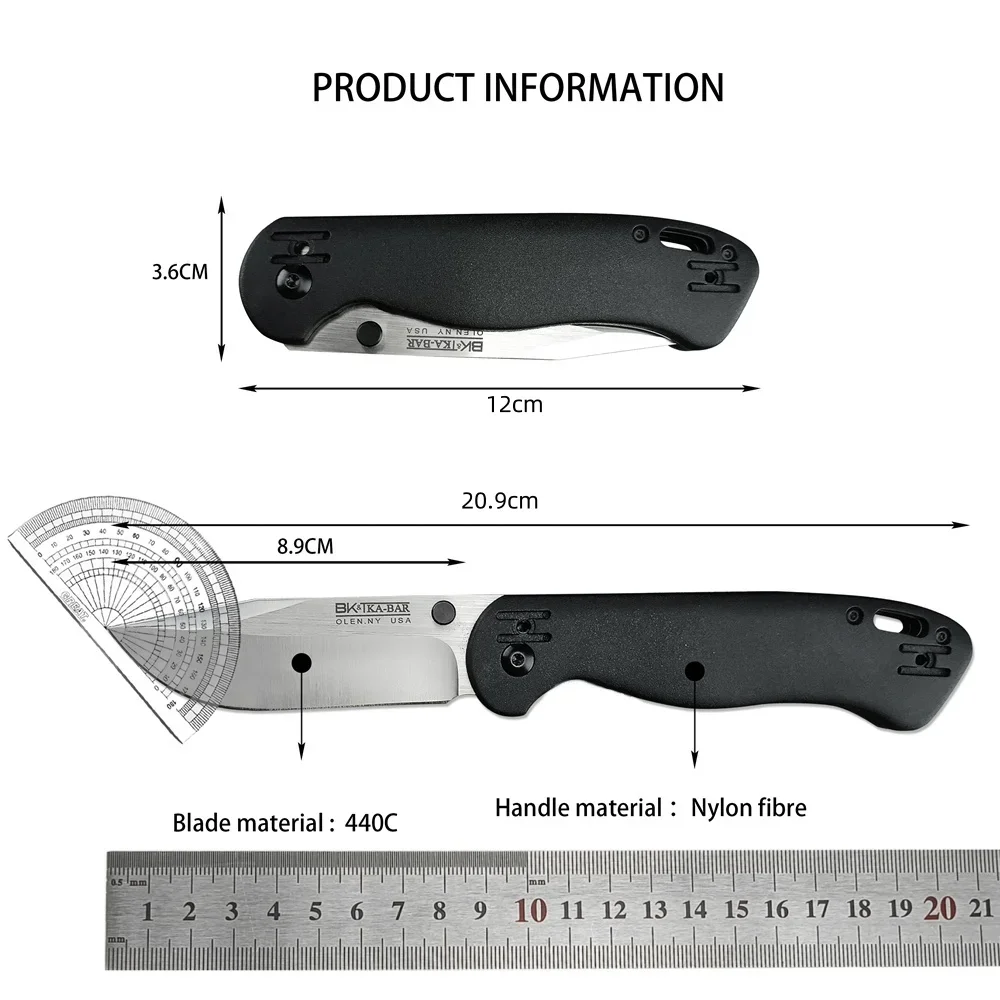 Folding Pocket Knife KB BK4 High Quality 440C Blade Nylon Fiber Handle Outdoor EDC Camping Hiking Hunting Survival Cutting Tool