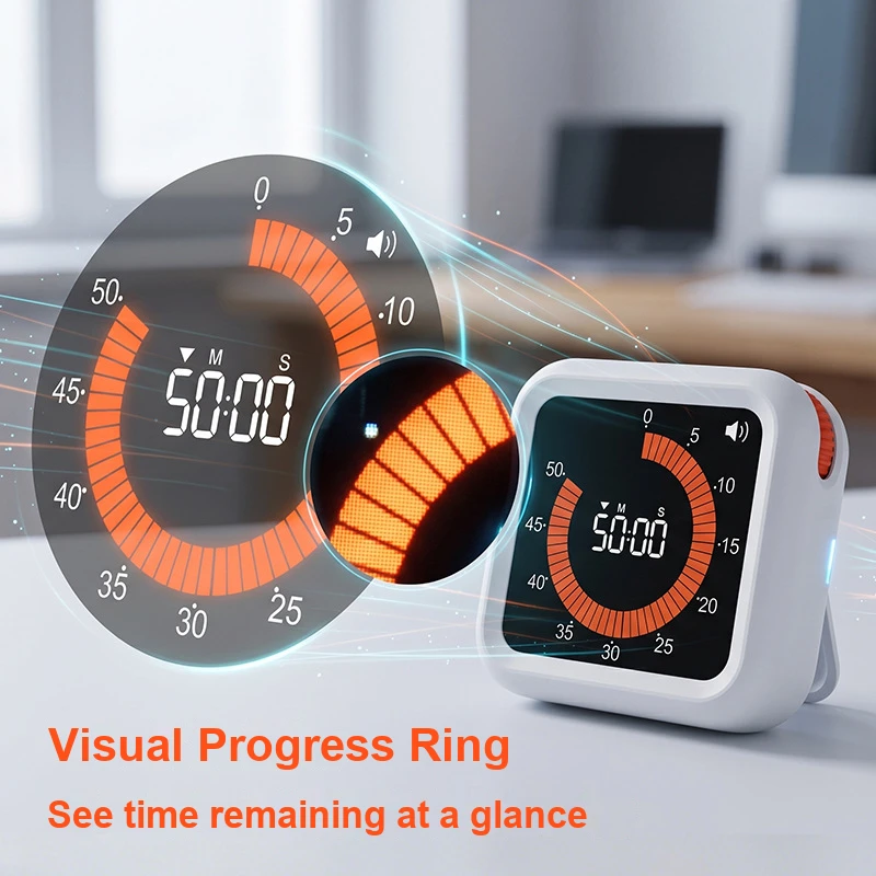 Visual Rotary Timer Smart Silent Visual Analog Timer For Adults Optional Alert Hour Meter For Kitchen Indoor Reading Room