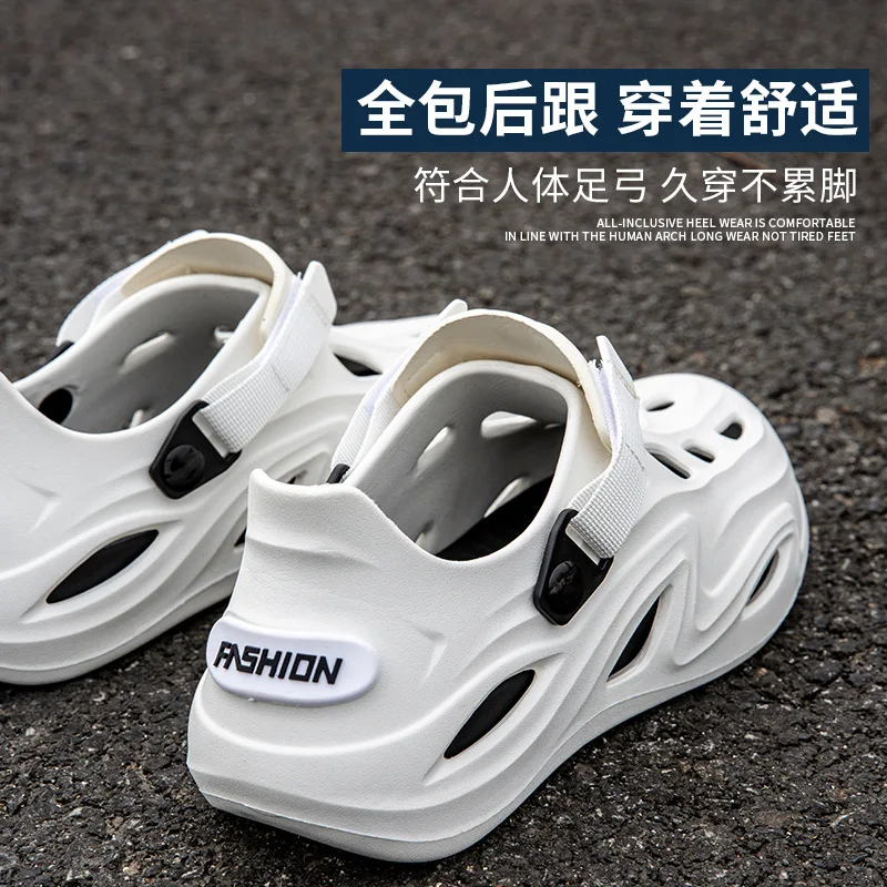 Men's Hole Shoes 2024 Summer Fashion Simple Outdoor Beach EVA Anti Slip Sports Sandals Cool Slippers Beach Shoes Driving Shoes