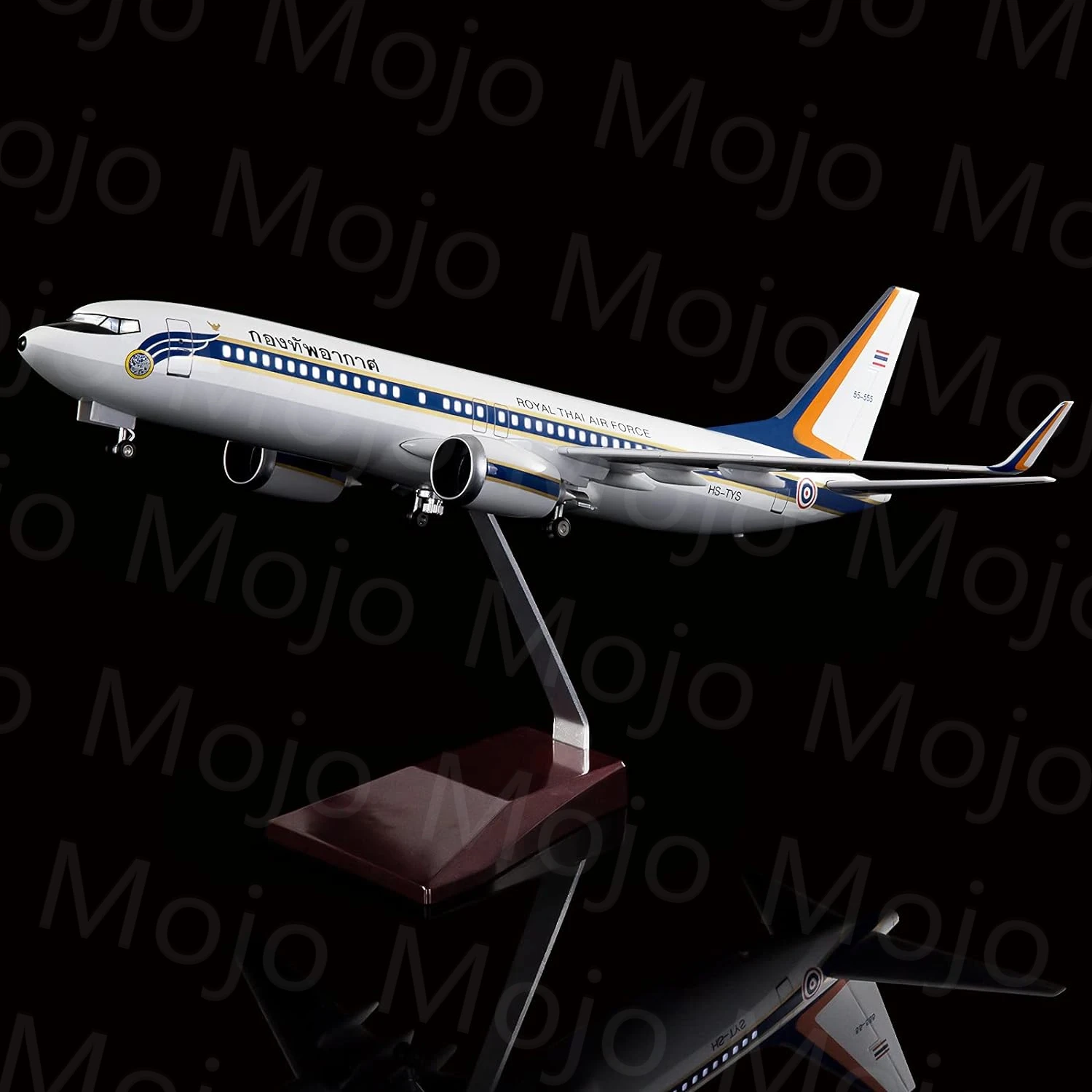 Imagem -02 - Grande Modelo de Aeronave da Força Aérea Tailandesa com Luzes e Rodas Resina Fundida B737 Escala 1:85 47cm Ornam