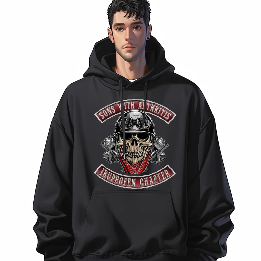 Sons With Arthritis Ibuprofen Chapter Funny Biker Skull Teehoodie Winter Oversized Hoodie Hoodie For Men Oversized Outdoor