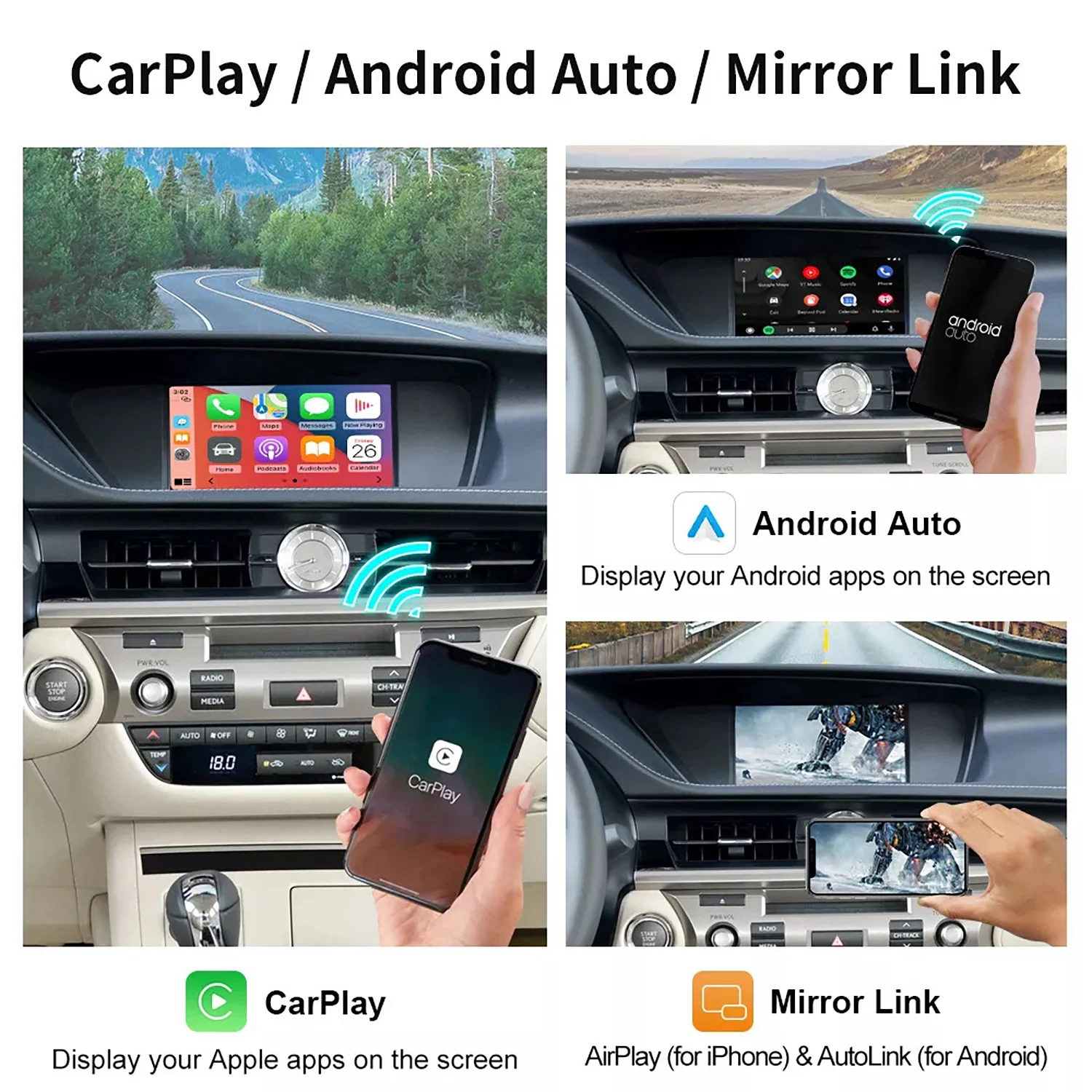 سيارة لاسلكية CarPlay Airplay مع عصا التحكم/لوحة اللمس الصغيرة لكزس NX ES UX iS CT RX GS LS LX LC RC 2014-2020