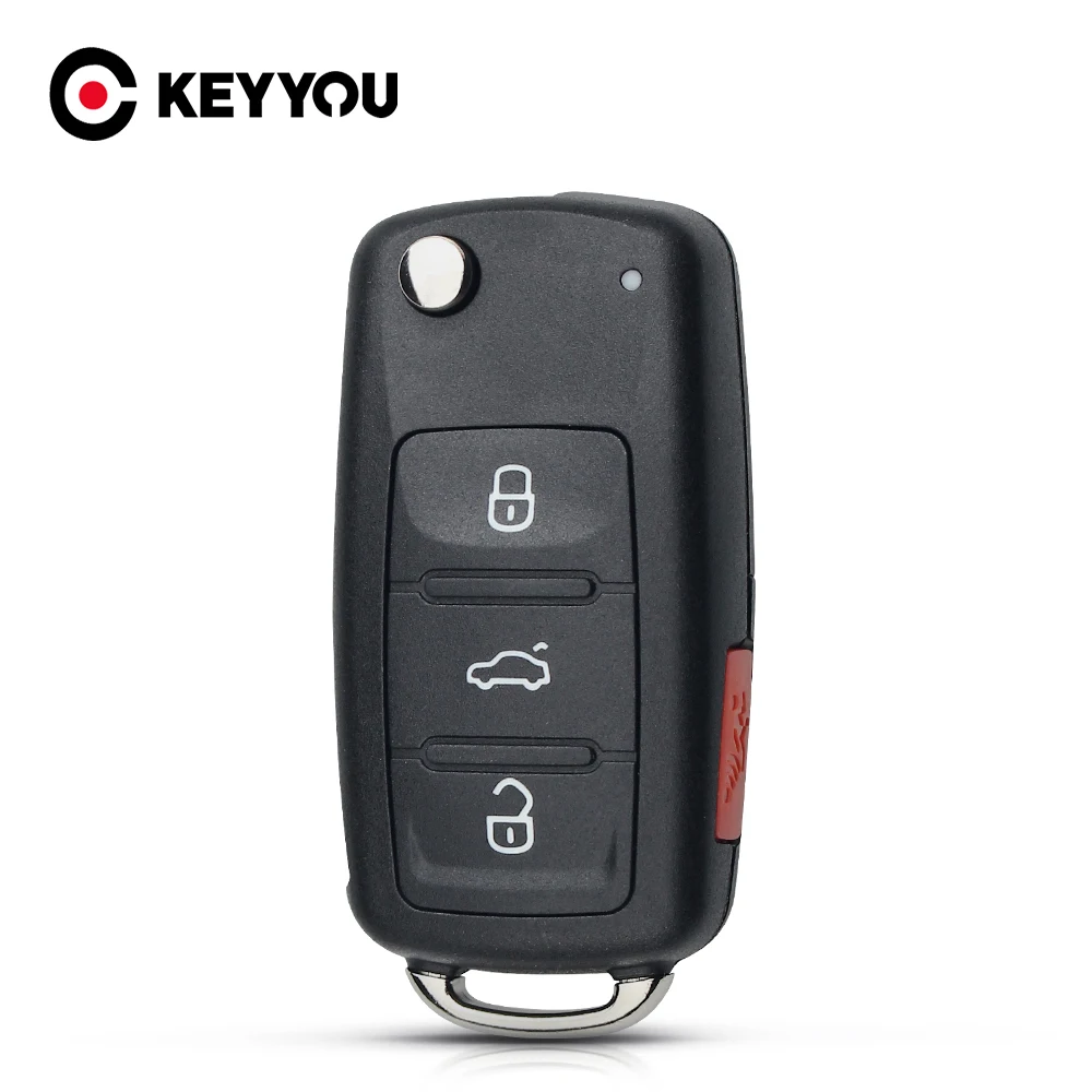 KEYYOU 10Pcs 4 Buttons 020AD Car Remote Key Shell Case Fit For VW Caddy Eos Golf Jetta Beetle Polo Up Tiguan Touran 5K0837202AD