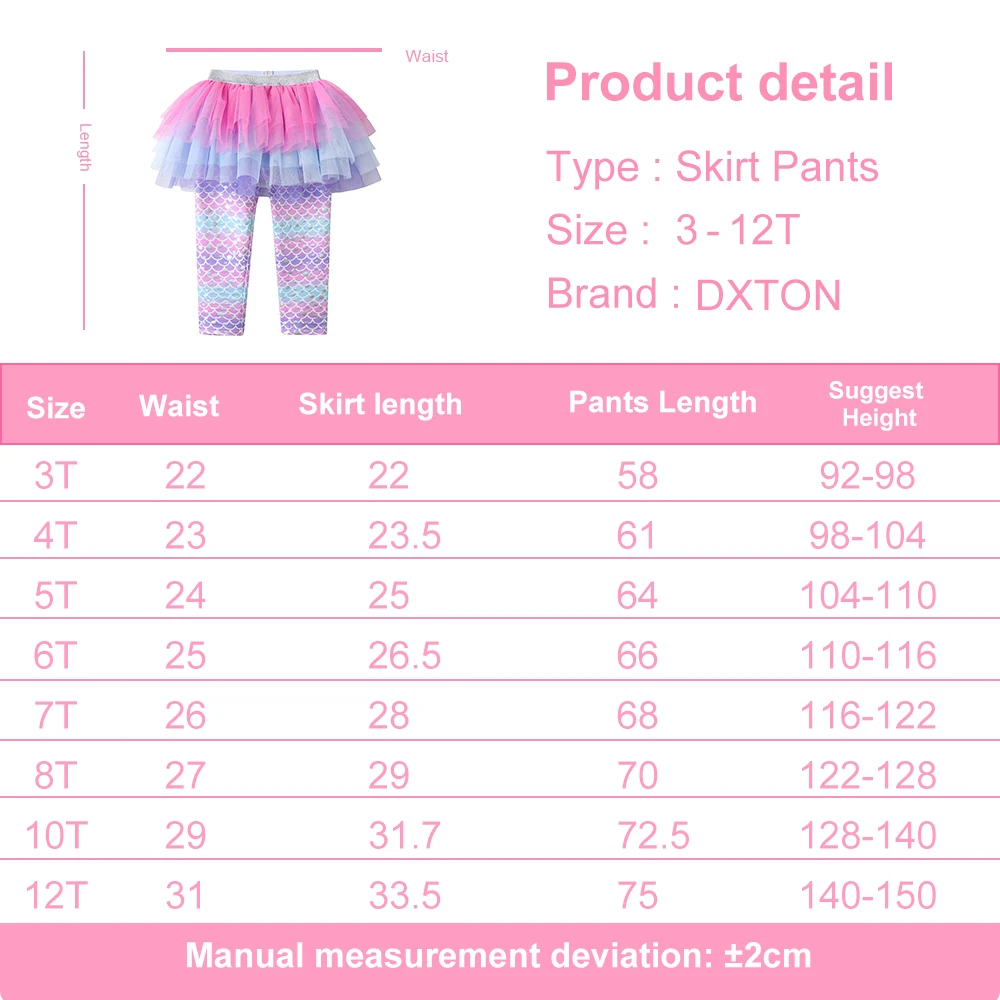 DXTON Kids Legging Skirt For Girls Outdoor Casual Clothing Mermaid Pants and Layer Skirt Patchwork Fake Two Pcs Girls Costumes image 6