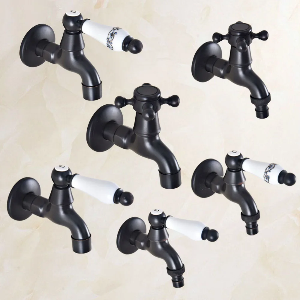 

Black Brass Wall Mount Bathroom Mop Pool Faucet /Garden Water Tap / Laundry Sink Water Taps / Washing Machine Tap mzh305