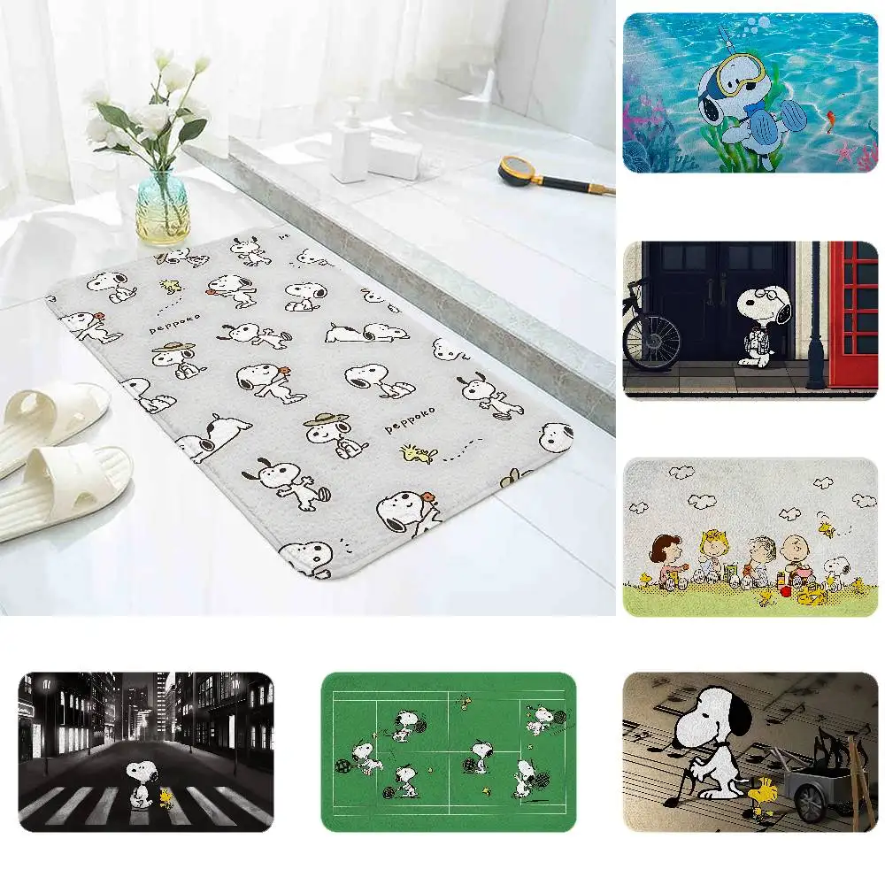 Tapis de salle de bain antidérapant S-snoopyS Kawaii, tapis de porte, tapis de décoration pour la maison, tapis d'entrée, résistant aux rayures