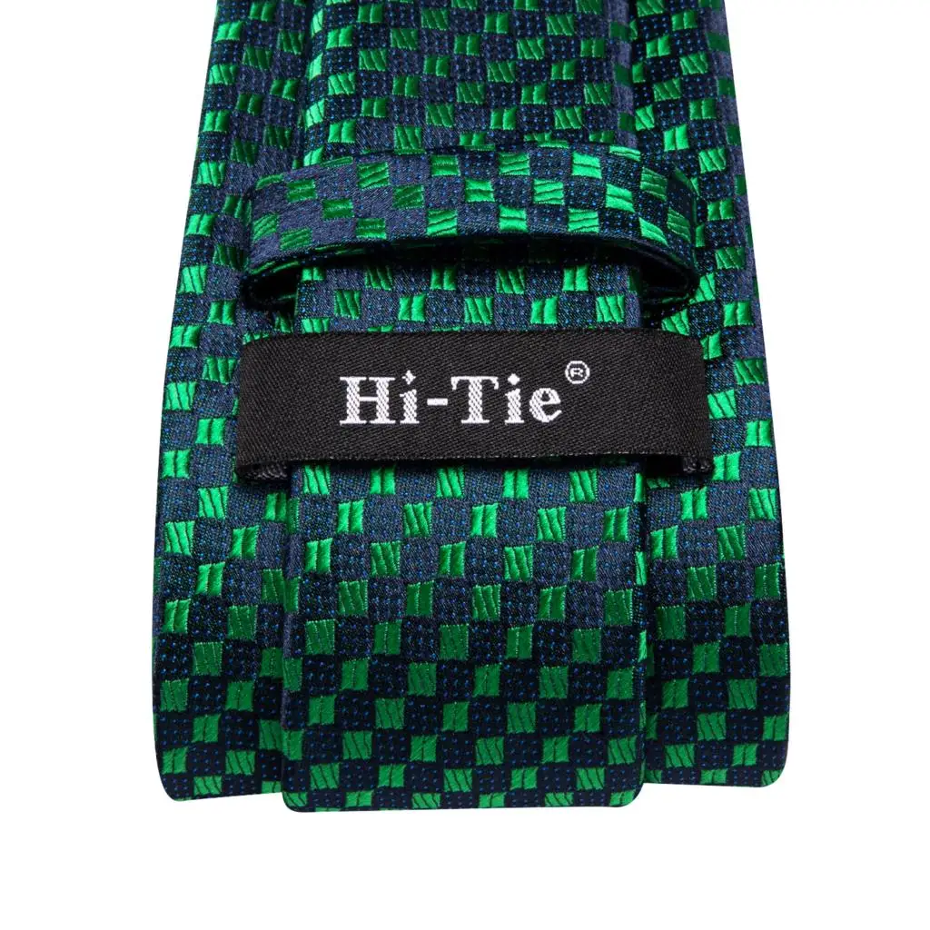 Hi-tie verde escuro psialey seda elegante gravata para homens noivo casamento masculino gravata bolso quadrado abotoadura acessório atacado designer