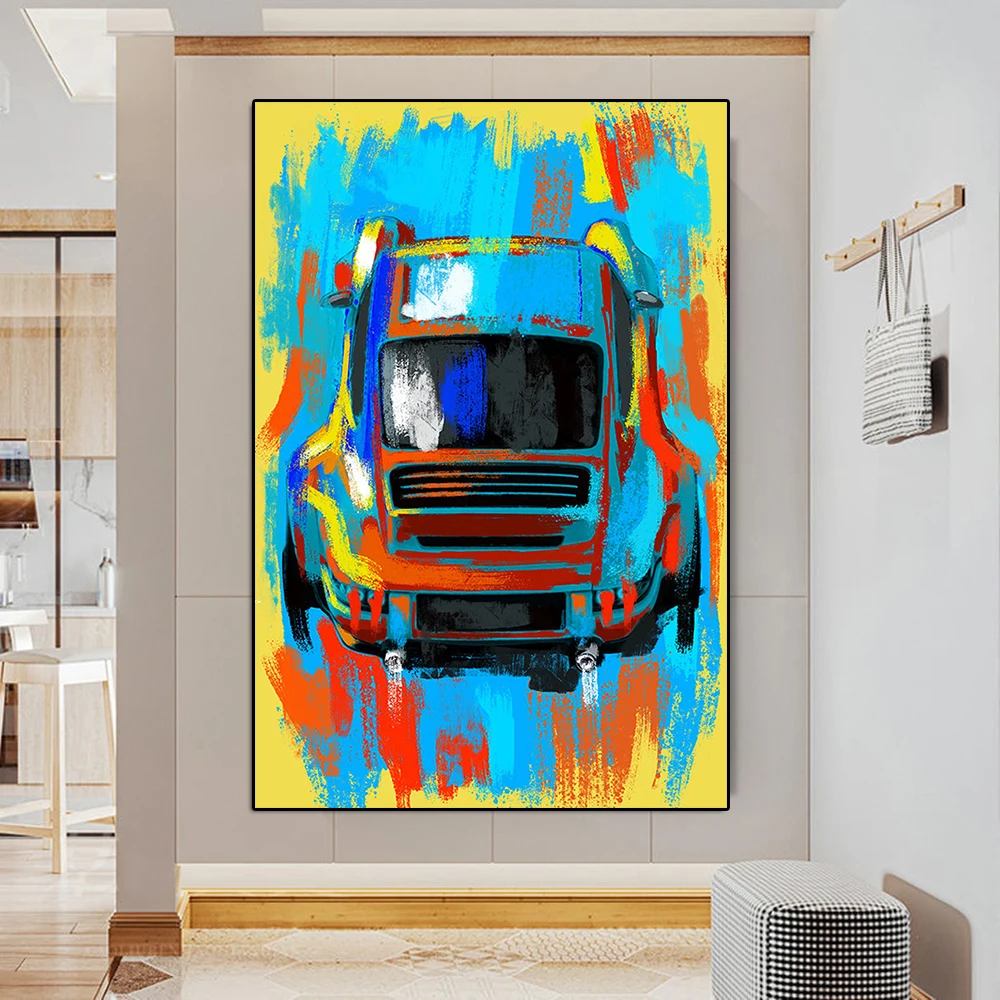 Abstract Colorful 911 Race Car Poster Luxury Supercar Graffiti Canvas Painting Racing Wall Art Picture Living Room Home Decor