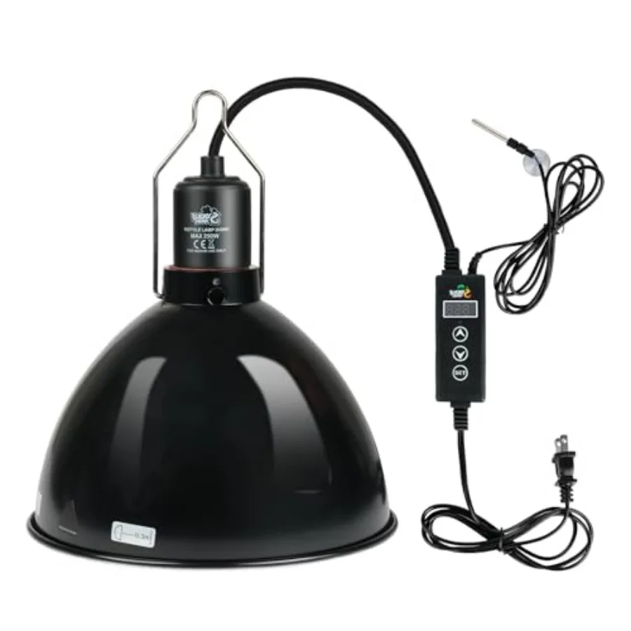 

Reptile Light Fixture with Dimmg Thermostat and Timer, Aluminum Dome Reptile Lamp Fixture, Heat Lamp Fixture for Reptile Bulb B
