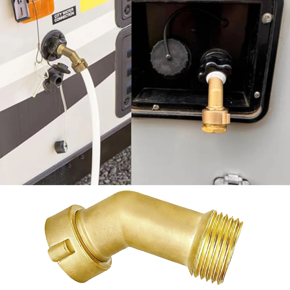 Water Hose Adapter 45 Degree Elbow with 360 Degree Rotation for RV and Home Use Copper Construction Easy Install