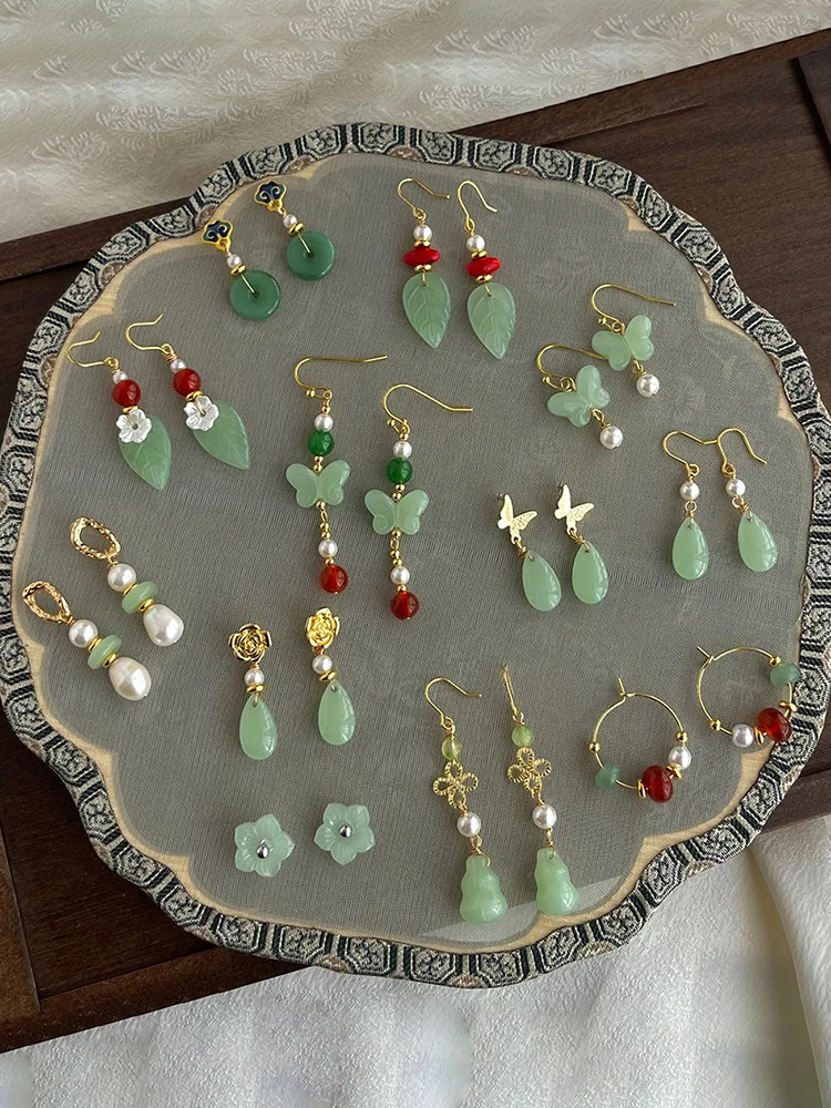 

New Chinese Sle Jade Earrings Ancient Costume Qipao Design Court Sle National Faion Accories Handmade Mixed...