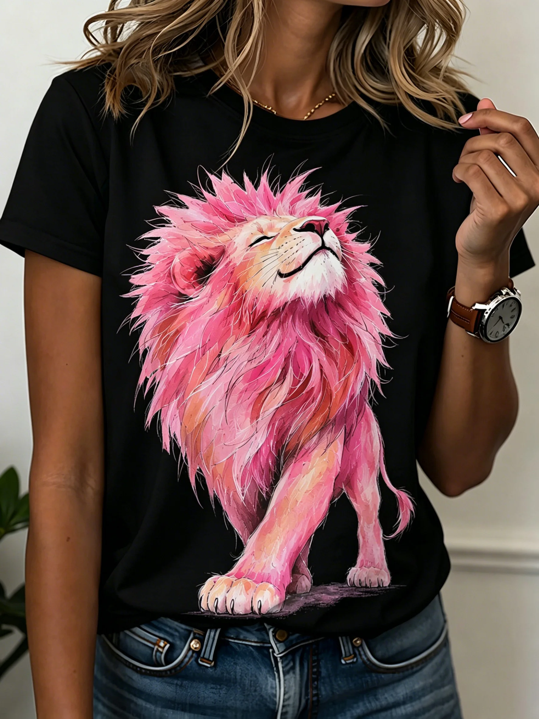 Summer Unisex Crew Neck Wild Wolf Nature Cool Street Graphic Tee Cheap Shirt Women Daily Hip Hop Versatile Casual Short Sleeve Top