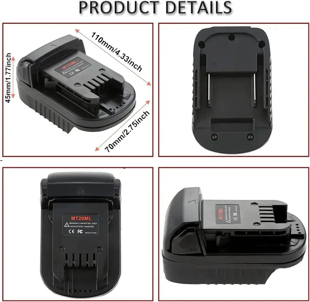 MT20ML Adapter for Makita 18V Li-ion Battery BL1830 BL1860 BL1815 Convert to for Milwaukee 18V Lithium Battery