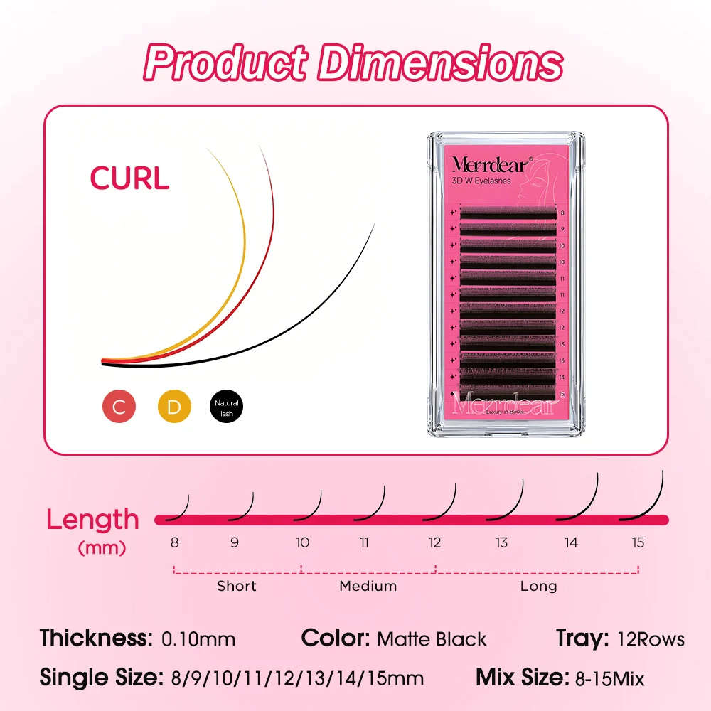 Merrdear W-Shape Eyelash Extension 3d 4d 5d W Premade Volume Lashes Fan Speed Eyelash Natural Soft Light Dense for Beauty Makeup