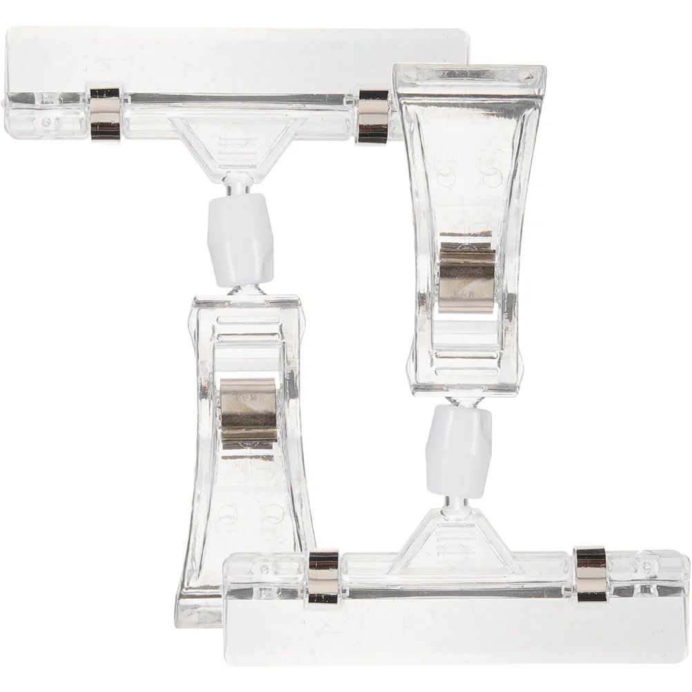 

2pcs Price Tag Holder Double Sided Clips Transparent Label Display Adjustable Length Merchandise Sign Banner Photo Memo Clip