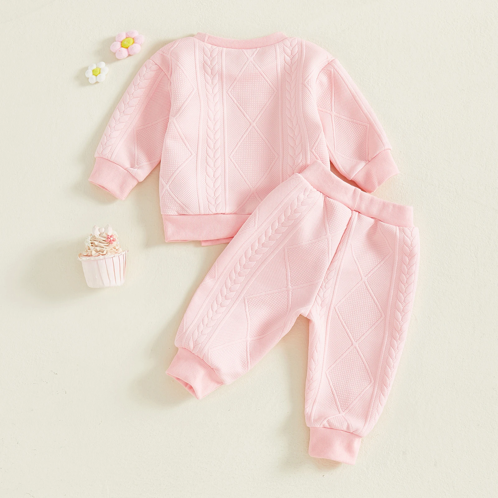 0-5Y طفلة 2 قطعة ملابس الخريف الربيع طويلة الأكمام ثلاثية الأبعاد زهرة سبليت القمم فستان أطفال مع سروال داخلي سويتي الفتيات الملابس مجموعة #4