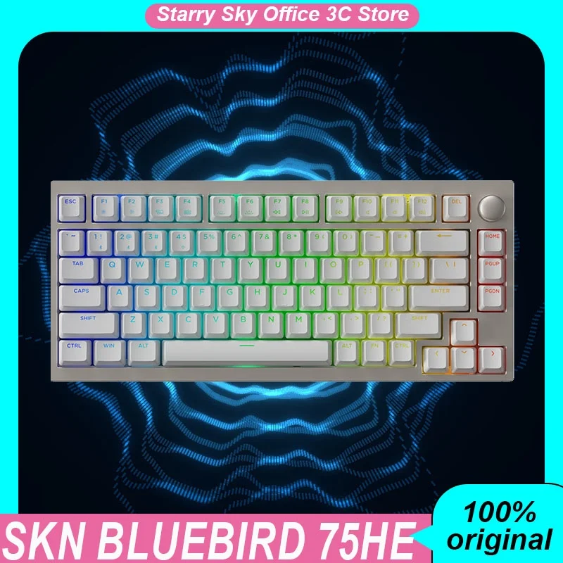 Skn Bluebird 75he Mechanical Keyboard Wireless 3mode Magnetic Axis Multi Functional Knob Hot Plug Rgb Customized Gaming Keyboard